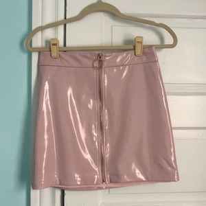 Forever 21 Pink Latex Zip up Skirt